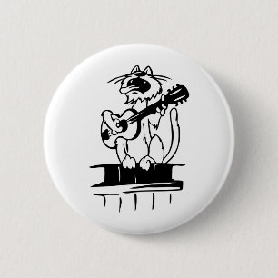 Macaron Rond 5 Cm Chat jouant la guitare