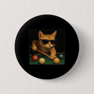 Macaron Rond 5 Cm Chat Jouer Billard De Piscine Dans Le Salon Cool F