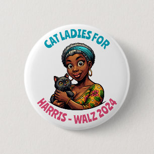 Macaron Rond 5 Cm Chat Ladies for Harris and Walz Political Humour