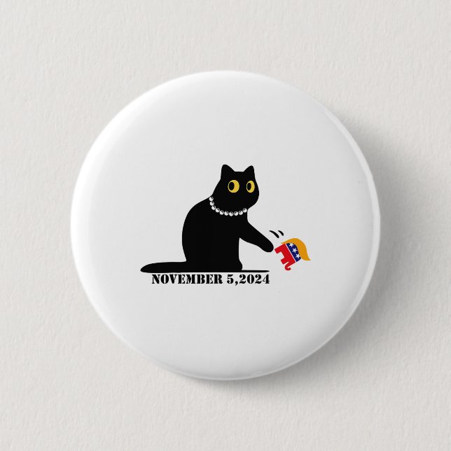 Macaron Rond 5 Cm Chat Ladies For Kamala Harris 2024 (Devant)