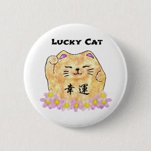 Macaron Rond 5 Cm Chat Lucky (Maneki Neko) - "Chat Lucky"