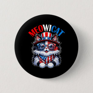Macaron Rond 5 Cm Chat Lunettes de soleil Drapeau États-Unis Amoureu