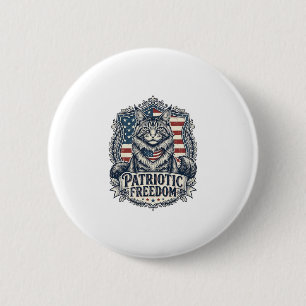 Macaron Rond 5 Cm Chat Maine Coon Patriotique