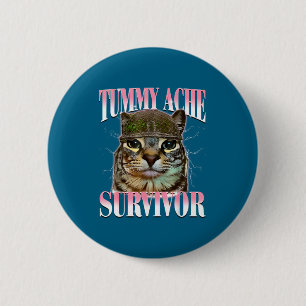 Macaron Rond 5 Cm Chat Mème Survivant Mal De Ventre Drôle De Dicton 