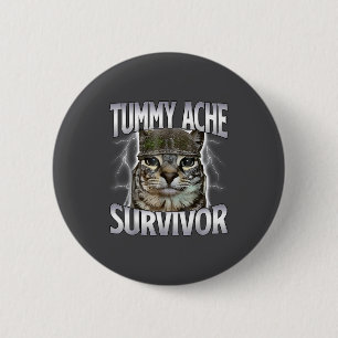 Macaron Rond 5 Cm Chat Mème Survivant Mal De Ventre Drôle De Dicton 