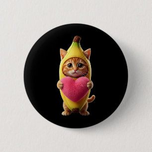Macaron Rond 5 Cm Chat Mignon Banane Cœur Drôle Sarcastique Brainrot