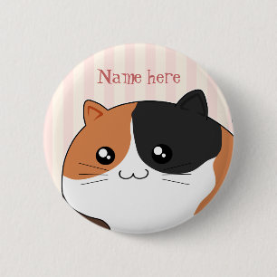Macaron Rond 5 Cm Chat mignon de minou de calicot de Kawaii