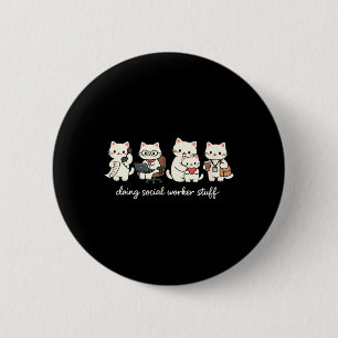 Macaron Rond 5 Cm Chat Mignon Faisant du Travail Social Santé Mental