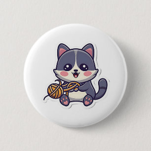 Macaron Rond 5 Cm Chat mignonne avec T-shirt classique en fils