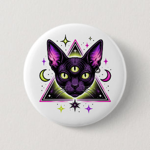 Macaron Rond 5 Cm Chat Mystique