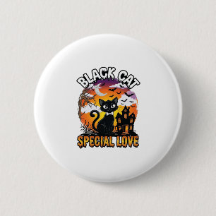Macaron Rond 5 Cm Chat Noir Amour Spécial Halloween Maison Hantée Ch