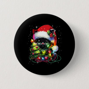 Macaron Rond 5 Cm Chat Noir Chat Père Noël Tangé À Noël T