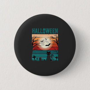 Macaron Rond 5 Cm Chat Noir de la Lune de Cimetière Rétro Vecteur De