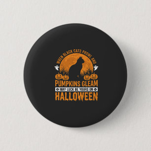 Macaron Rond 5 Cm Chat noir d'Halloween Citrouille Lune Design_1
