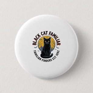 Macaron Rond 5 Cm Chat Noir Familier Design de Sauvetage Halloween V
