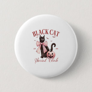 Macaron Rond 5 Cm Chat noir Halloween Coquette Social Club Bow rose
