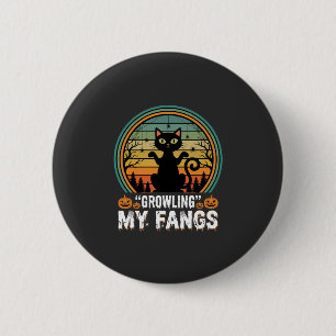 Macaron Rond 5 Cm Chat noir Halloween grognant mes crocs design rétr