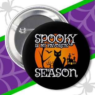 Macaron Rond 5 Cm Chat Noir Halloween Saison Ensorcelée Joyeux Hallo