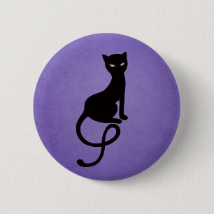 Macaron Rond 5 Cm Chat noir mauvais aimable pourpre