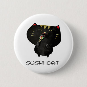 Macaron Rond 5 Cm Chat noir mignon de sushi de Kawaii