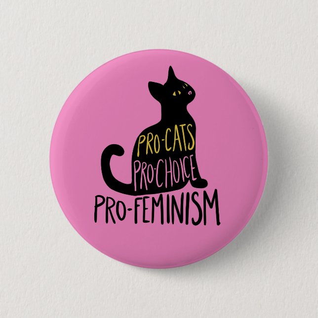 Macaron Rond 5 Cm Chat noir pro-choix pro-féminisme (Devant)
