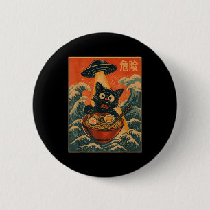 Macaron Rond 5 Cm Chat Noir Ramen Alien Ufo Drôle Japonais Kawaii An