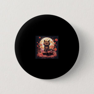 Macaron Rond 5 Cm Chat noir Sakura_ enchanté, Grande vague et pochet