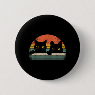 Macaron Rond 5 Cm Chat Noir Style Rétro Vintage - Cadeau pour Amateu
