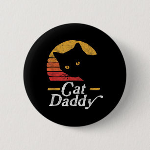 Macaron Rond 5 Cm Chat Papa Vintage 80 Style Chat Rétro Disques