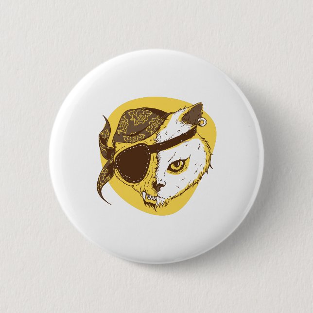 Macaron Rond 5 Cm Chat pirate (Devant)