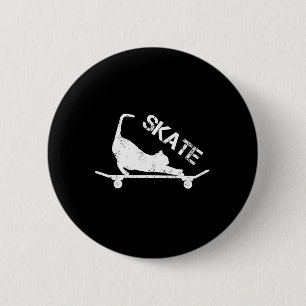 Macaron Rond 5 Cm Chat planche à roulettes vintage skateboardeur