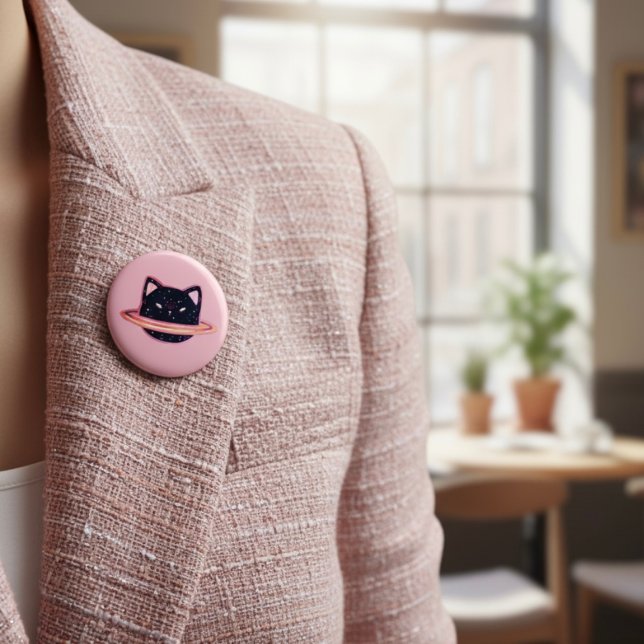 Macaron Rond 5 Cm Chat Planète (Créateur téléchargé)
