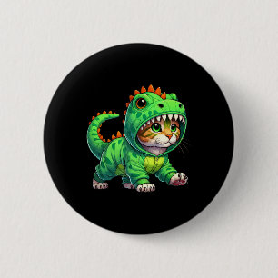 Macaron Rond 5 Cm Chat portant un costume de dinosaure Halloween Cos