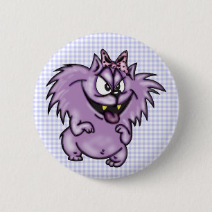 Macaron Rond 5 Cm Chat pourpre sauvage de bande dessinée