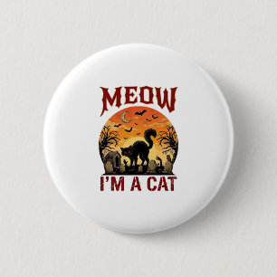 Macaron Rond 5 Cm Chat qui miaule Halloween noir cimetière_1