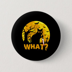 Macaron Rond 5 Cm Chat Quoi_ Halloween Chat Noir Avec Couteau - Drôl