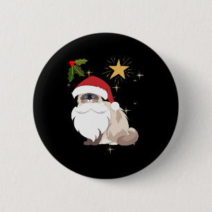 Macaron Rond 5 Cm Chat Ragdoll de Noël
