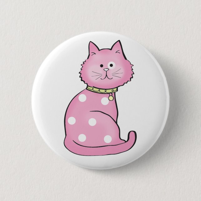 Macaron Rond 5 Cm chat rose (Devant)