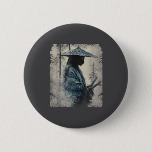 Macaron Rond 5 Cm Chat Samouraï Art Japonais Anime Hommes Femmes Enf