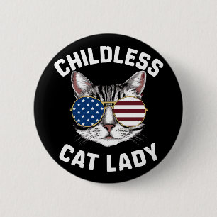Macaron Rond 5 Cm Chat sans enfant Lady Kamala Harris 2024