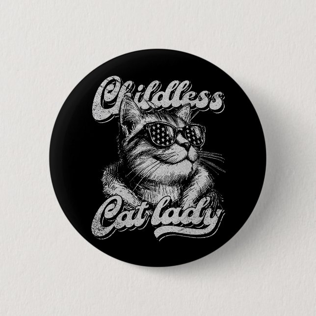 Macaron Rond 5 Cm Chat sans enfant Lady Kamala Harris 2024 (Devant)