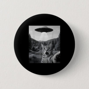 Macaron Rond 5 Cm Chat selfie avec un OVNI alien drôle chat drôle Ed