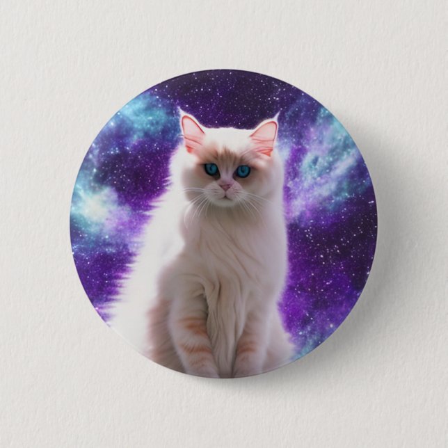 Macaron Rond 5 Cm Chat spatial (Devant)