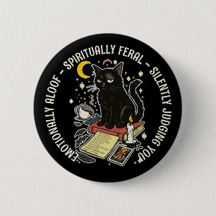 Macaron Rond 5 Cm Chat spirituellement sauvage : Émotionnellement di