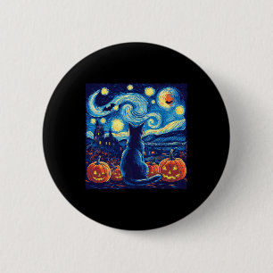 Macaron Rond 5 Cm Chat Starry Nuit Van Gogh Amoureux de les chats Ch