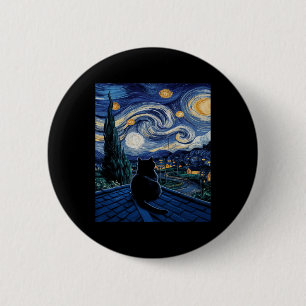 Macaron Rond 5 Cm Chat Starry Nuit Van Gogh Chat Art Lover Drôle Cha