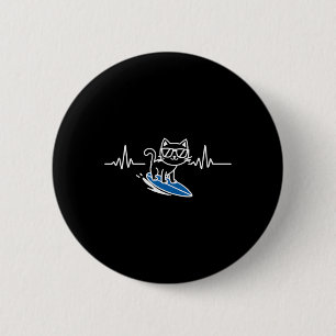 Macaron Rond 5 Cm Chat Surfant Drôle Surfeur Planche de Surf Surf