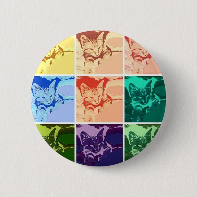 Macaron Rond 5 Cm Chat Tabby Orange (Devant)