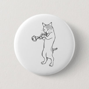 Macaron Rond 5 Cm Chat trompette joueur droit muet wah wah T-Shirt t