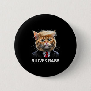 Macaron Rond 5 Cm Chat Trump 9 Vies par Trump 2024 Gagne Victoire Va